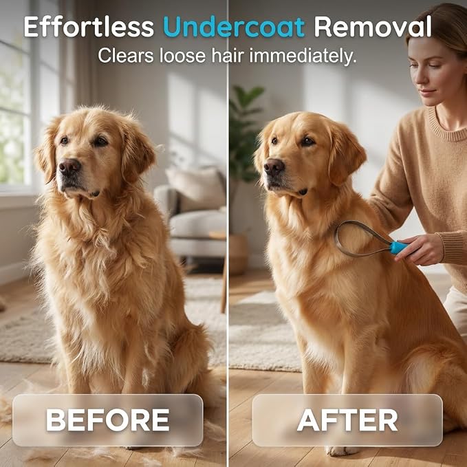 Deshedding Pet Grooming Loop, Dual-Sided Stainless Steel Shedding Blade, Ergonomic Anti-Slip Handle, Pet Pro Grooming Tool for Dogs, Cats & Large Animals (1)