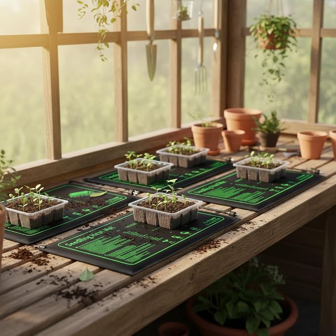 4 Pack Seedling Heat Mat for Plants Seed Starting, Waterproof 10"x 20" Warming Mat Plant Heating Pad for Seed Germination, Indoor Growing, Hydroponic, Greenhouse