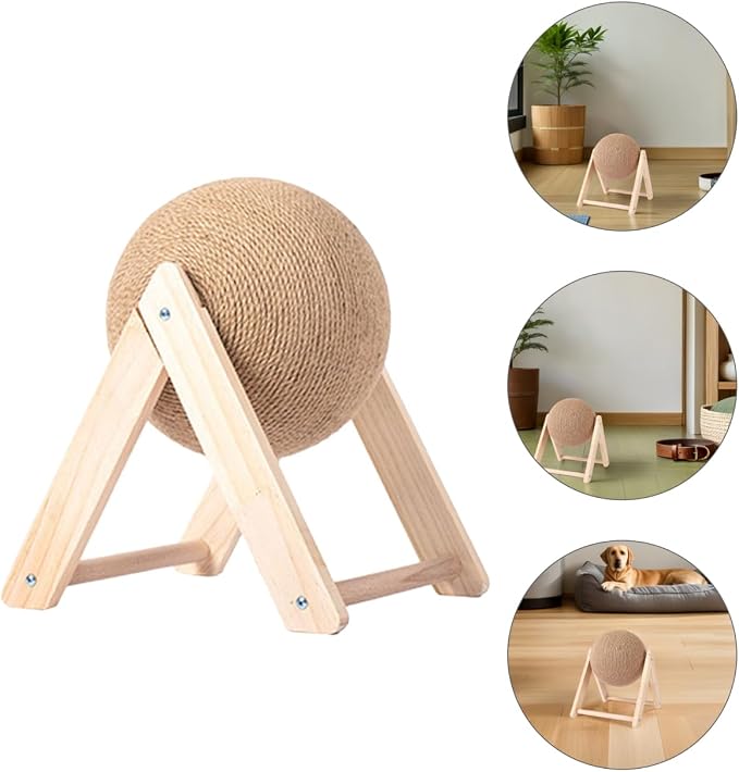 ibasenice Cat Scratch Toy, Sisal Scratcher Ball, Fun for Cats, Protects Furniture