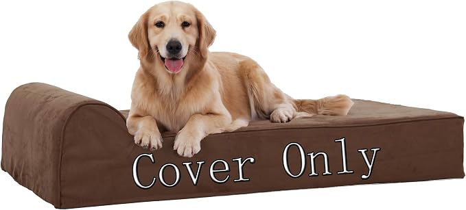 Rainmr Large Dog Bed Replacement Cover - Extra Large Memory Foam Pet Liner with Zipper, XXL Size, Chocolate, Cover Only