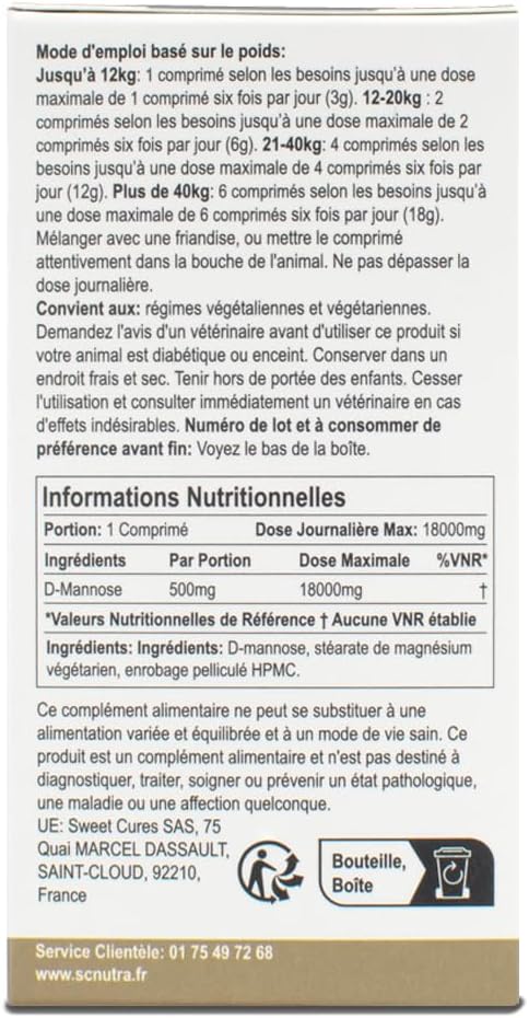 D-Mannose Pet Tablets for Cats & Dogs by SC Nutra