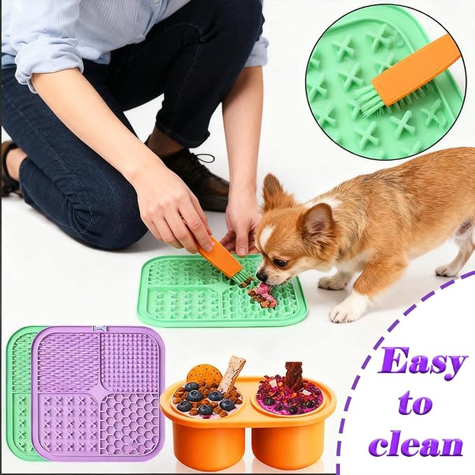7.87" Dog&Cat Lick Mat with Suction Cups Set,Frozen Treat Toy for Puppy,Dog Enrichment Toy Foam Ball for Anxiety Relief