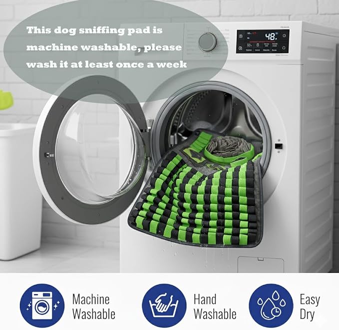 M Snuffle Mat for Dogs Green - Large Interactive Dog Puzzle Toy Enrichment Feeding Mat for Mental Stimulation, Slow Feeder Nosework Game, Washable Non-Slip Sniff Mat for Medium Dogs