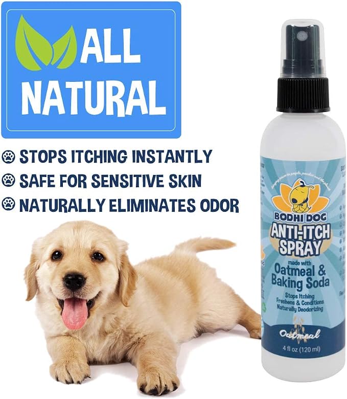 Bodhi Dog Itch Relief Spray - Natural Relief for Dry, Itchy, Allergic, or Bug-Bitten Skin - Safe for Dogs & Cats - Soothing Oatmeal Formula - Made in USA (Oatmeal, 4 Fl Oz)