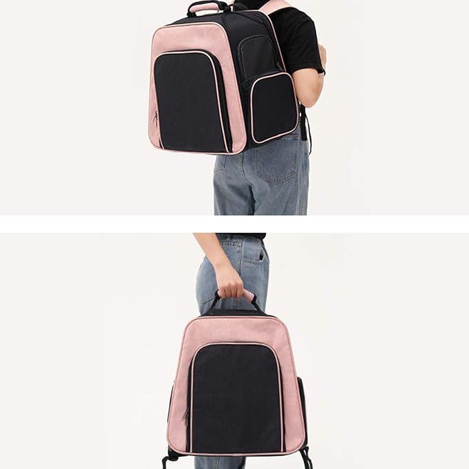 Wheeled Pet Carrier Backpack Expandable, Soft Sided Hiking Carrying Rolling Bag for Small Dogs, Cats, Hedgehog, Hands Free Mesh Ventilation Bag for Walking Hiking Travel Outdoor Activities