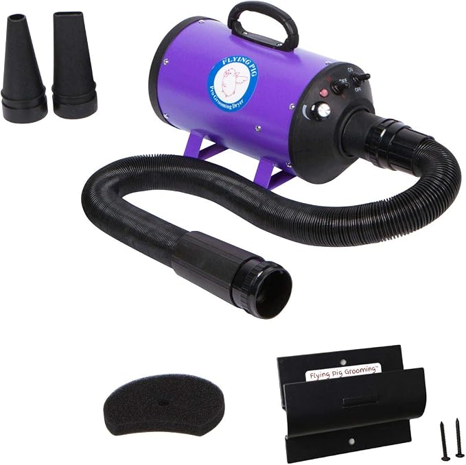 Flying Pig Grooming Flying One Wall Mount Grooming Dryer Kit (Purple)