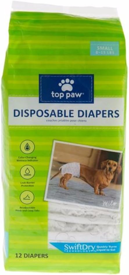 Top Paw Disposable Dog Diapers - 12 Pack - Small