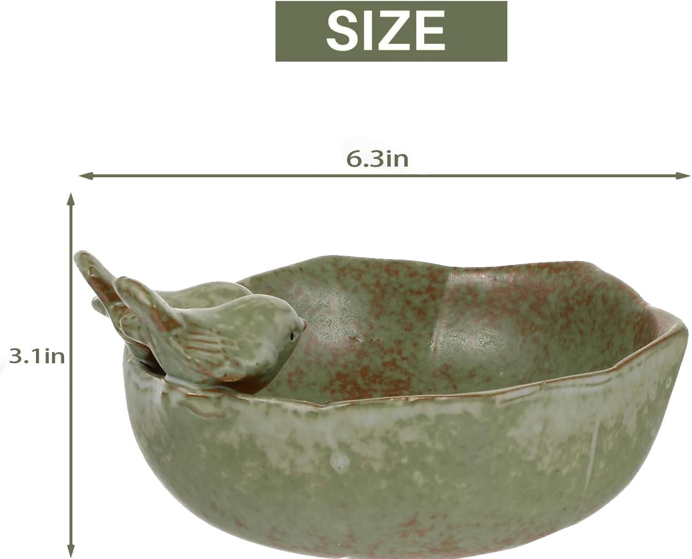 Ceramic Bird Bath for Outdoors,Ground & Tabletop Decor, Ground Feeders Bird Bath Feeding Bowl for Outdoors, Garden Deck, Balcony,Yard, Lawn. (Small birdbath)