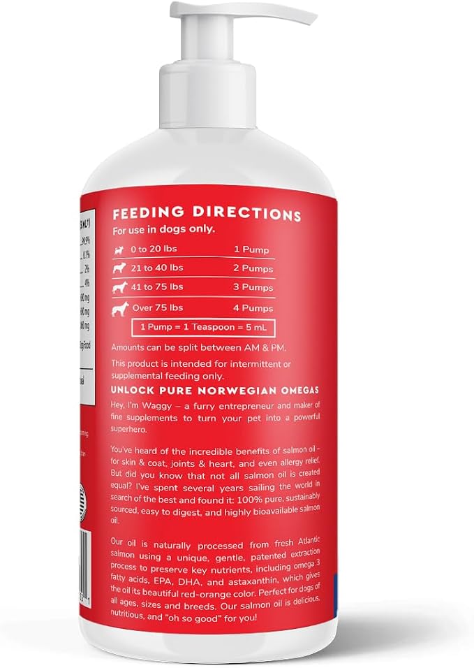 Premium Salmon Oil for Dogs – Pure Norwegian Salmon Oil High in Omega 3 EPA & DHA -Powerful Fish Oil for Dogs Skin & Coat, Hip & Joints, Allergies & Itchy Skin – Omega 3 Fish Oil for Dogs-32oz Liquid