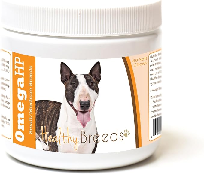Healthy Breeds Miniature Bull Terrier Omega HP Fatty Acid Skin and Coat Support Soft Chews 60 Count
