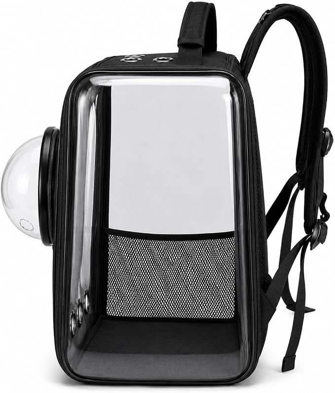 Portable PetCarrier Bag, Shoulder Backpack, Foldable and Waterproof with Acrylic Panels, Large Capacity with Zipper, Anti-Sway Buckle & Anti-Escape Hook, Perfect for Cats and Puppies (Black)