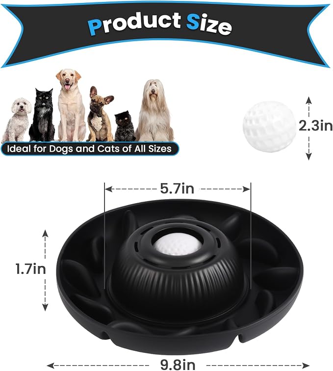 PUPPYGANG 2-in-1 Slow Feeder Dog Bowl for Large Dogs — Silicone Dry Food Maze & Wet Food Lick Ball with Suction Cup, Interactive Puzzle Feeder, Non-Slip & Detachable, Easy to Clean (Black)