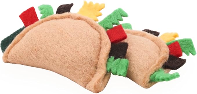 Glaciart One Felt Taco Cat Toys with Catnip | 2 Pcs Cute Cat Toy for Interaction & Boredom Relief, Encourages to Exercise, Explore & Play | Filled w/Organic Catnip to Help Sooth or Reduce Anxiety