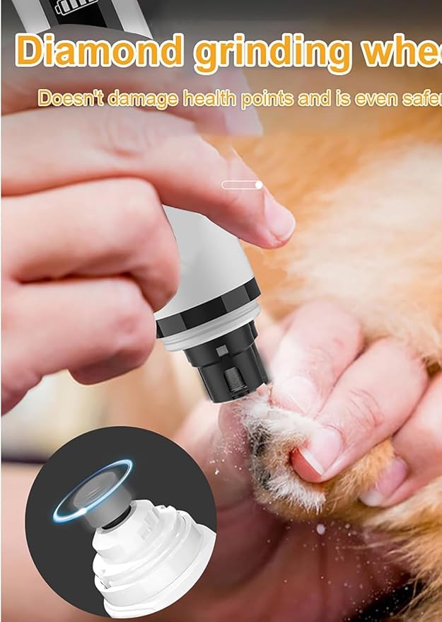 Nail Grinder, Upgraded Silent Dog Nail Grinder, Cordless Grooming Pro Nail Grinder with 3 Adjustable Speeds & Led Light Pet Nail Grinders for Dog Cat Home Use(1pc+2 Heads) 1
