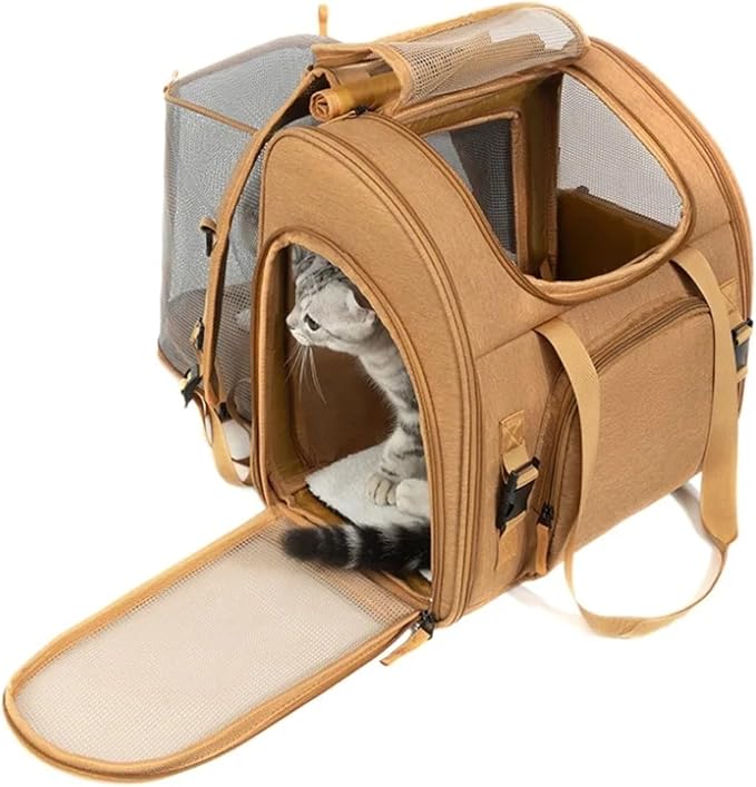 Portable cat Bag, Expandable Large-Capacity pet Backpack, Foldable Small-Medium-Sized Dog and Travel(Gray)
