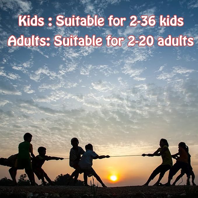 60 Feet Tug of War Rope for Kids and Adults, Outdoor Games Summer Outdoors Yard Backyard Camping Lawn for Field Day Family Reunion Birthday Party Team Building Activities Carnival