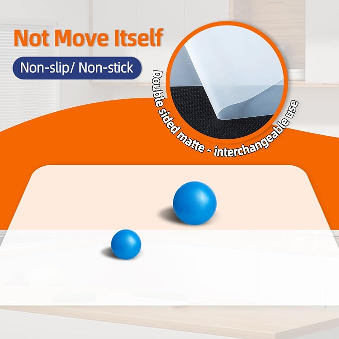 Silicone Mats for Kitchen Counter, Table & Desk, 47"x23" Heat Resistant Countertop Protector, Non-Slip Baking Pad, Dishwasher Safe - No Crease & White Translucent, Warome
