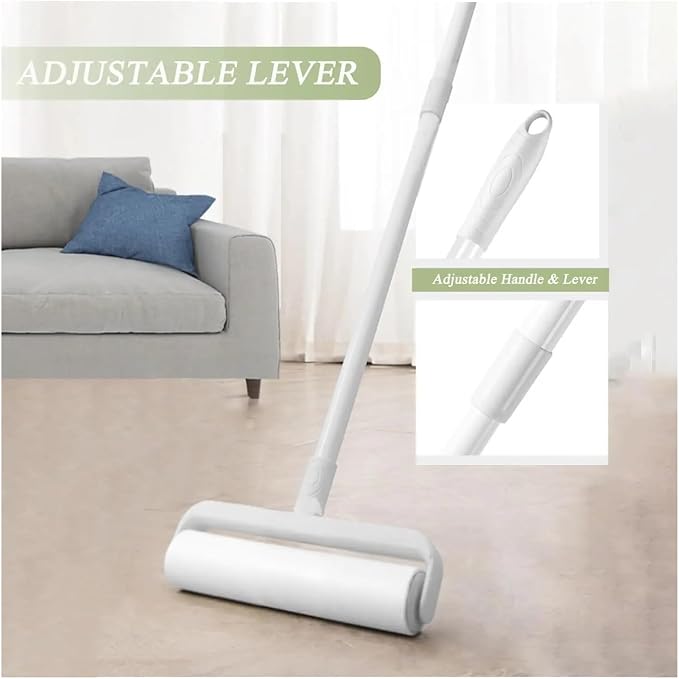 Long Handle Lint Roller Brush Pet Hair Remover Retractable Dust Stick Tearable Clothes Bed Removal(18cm Clip roll Paper)