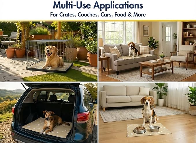 Muddy Mat® Washable Pee Pads for Dogs, Super Absorbent Reusable Puppy Pads–100% Waterproof Pee & Potty Training Pads for Pets, Non-Slip Dog Pads for Crates, Playpens and Floors - 2 Pack, Beige 18"x24"