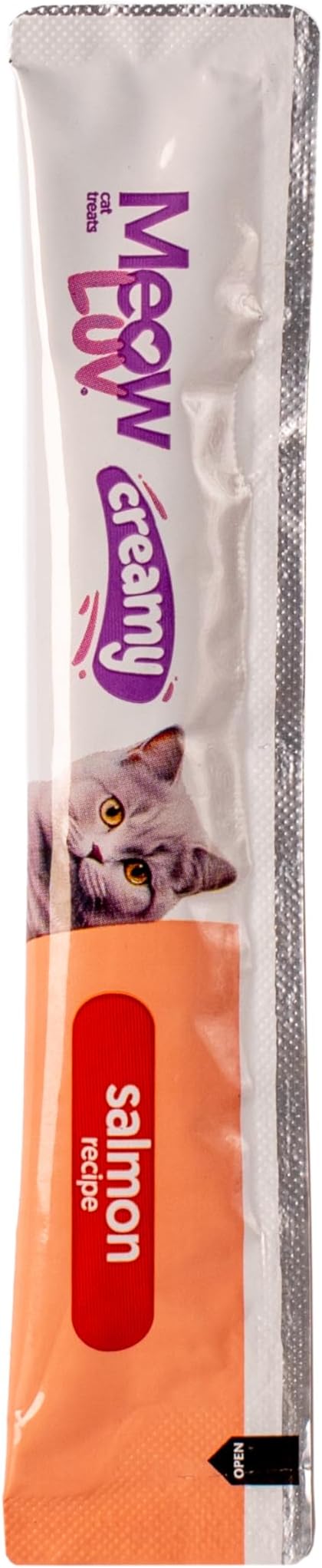 Ultra Chewy Meow Luv Lickable Cat Treats - Salmon Flavor Squeeze Tubes - Carrageenan Free, No Artificial Preservatives -Prebiotic Fiber, L-Taurine & Milk Thistle - 0.5 oz Tubes, Pack of 10