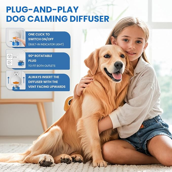 Dog Pheromones Calming Diffuser + Cat Calming Diffuser, Relaxing Pheromone for Cat Dog Relief Stress Anxiety Fighting Scratching
