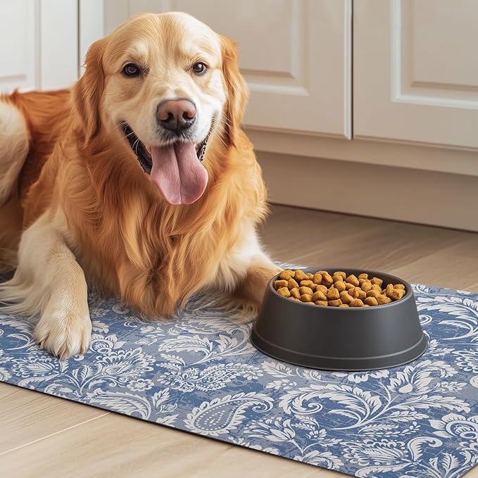 Dog Food Mat for Floors Waterproof Pet Placemat Cat Feeding Bowls Mats for Food and Water, Eco-Friendly Dog Accessories Diatomite Pets Supplies 17" X 30"