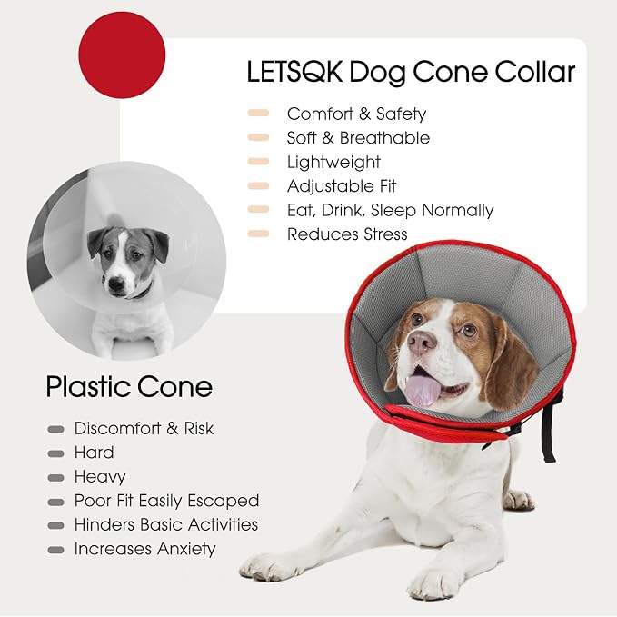 Dog Cone for Large Dogs After Surgery, Adjustable Soft Recovery Cone Collar for Dogs to Stop Licking, Professional Elizabethan Collar for Pet, Recovery Cones for Wound Healing & Hot Spots