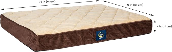 Serta Ortho Quitted Pillowtop Pet Bed, Large, Tan