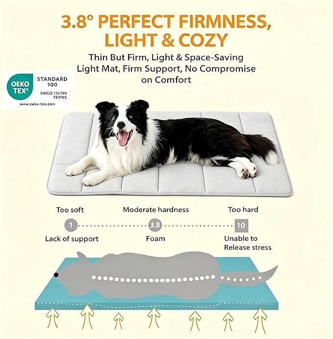 Dog Cooling Mat for Large Dogs – 47"x29" Orthopedic Memory Foam Pad for Summer, Hot Weather & Joint Relief | Washable, Non-Slip Crate Mat for Senior Dogs, Travel & Home (Wander Blue)
