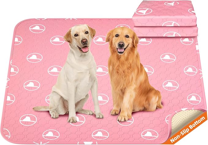 PJYuCien 2 Pack Non-Slip 36"x36" Pet Playpen Mat with 3-Layer Comfort, Reusable and Washable Training Crate Pad, Travel Mat and Sofa Protector for Puppies, Dogs, Cats, Rabbits, and Small Animals, Pink
