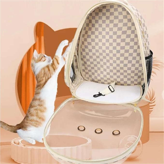 Quality Carrier Bag Cat Portable Pet Carrier Designer Dog Cat Travel Bag Fashion Pet Backpack(Cartoon Beige)