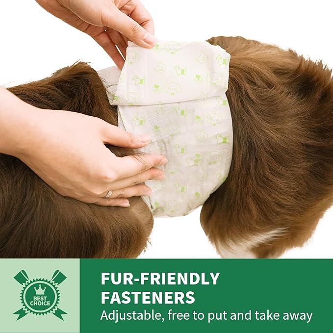 IMMCUTE Disposable Male Dog Diapers 100 Ct, Male Dog Wraps with Wetness Indicator, Adjustable Puppy Diapers Male for Medium Dogs