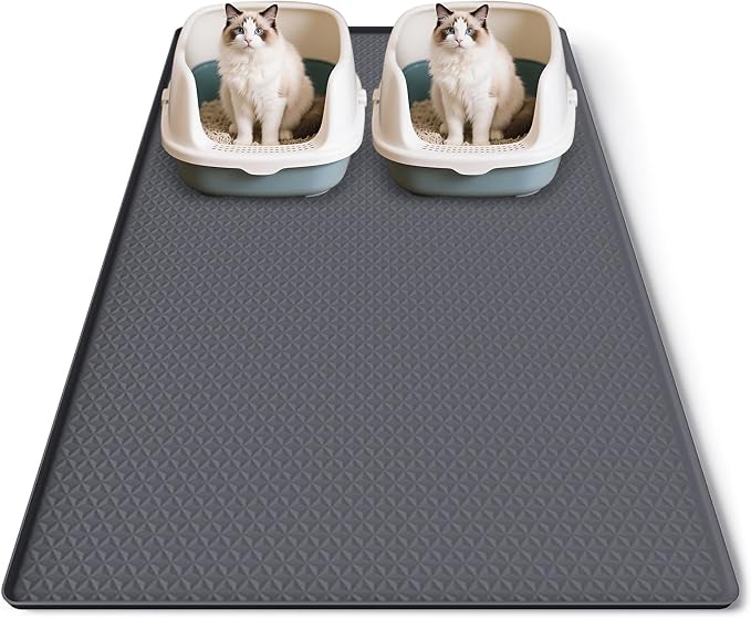 Extra Large Cat Litter Mat 54" x 27.5" Silicone Waterproof Dog Pee Pads Non-Slip Soft on Pet Paws Easy to Clean