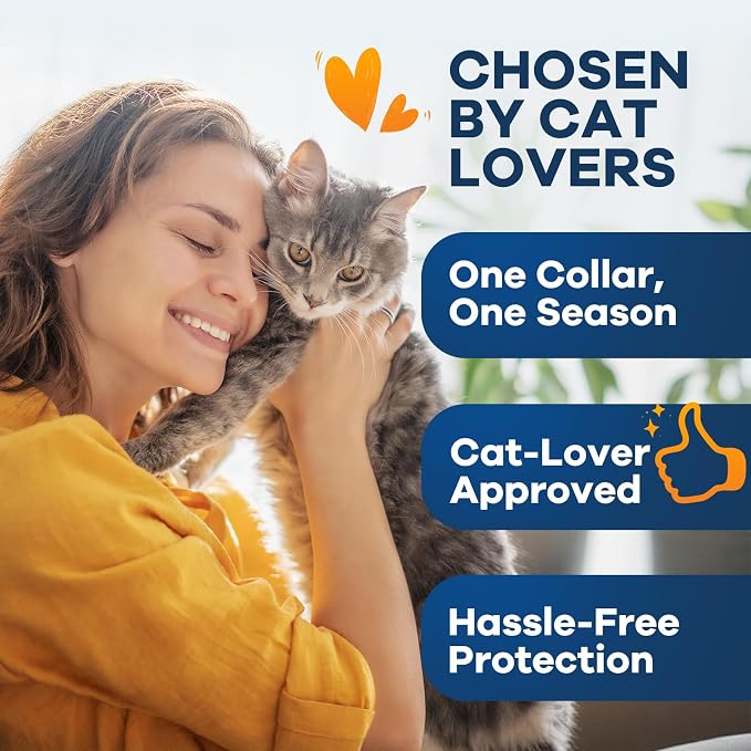 Flea and Tick Collar for Cats 5 Pack, 8 Months Protection, Plant-Based Ingredients, Water-Resistant, Adjustable & Lightweight, Suitable for Adult Cats & Kittens, White