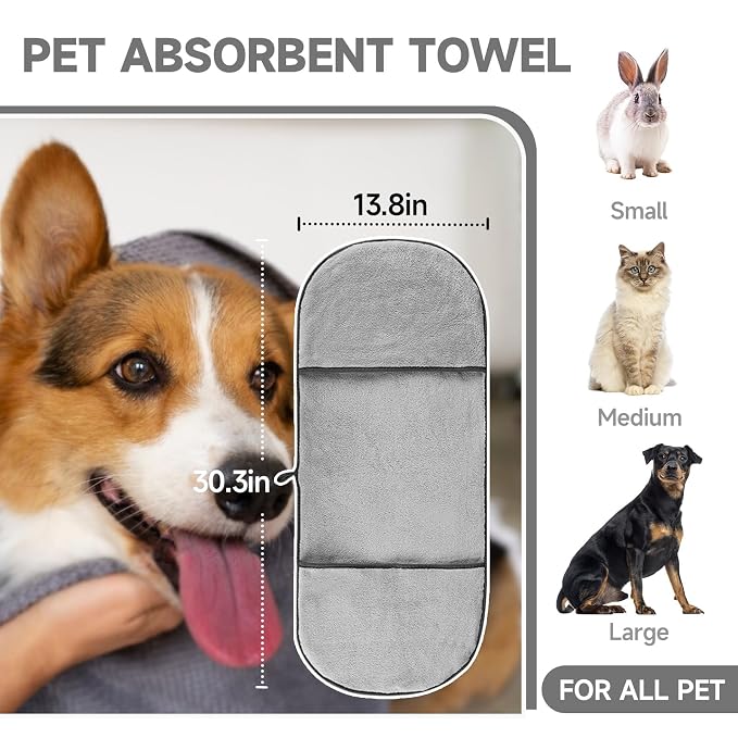 7 PCS Dog Brush for Shedding and Dog Washing Gloves - Quick Drying Dog Towel,Bath Brush for Long & Short Haired Dogs, Cats Purple Grey