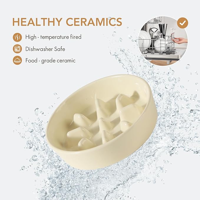 Havniva Ceramic Slow Feeder Dog Bowls, 0.9 Cups Dog Bowl Slow Feeding for Small Breed, 6.1inch Puzzle Dog Food Bowl Slow Feeder Non-Slip Anti-Gulping and Anti-Choking Reduces Bloating