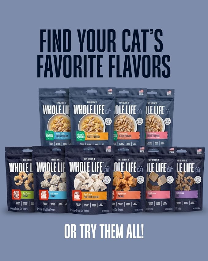 Whole Life Cat Freeze Dried Cat Food - Human-Grade Wet Food Toppers, Snacks & Lickable Treats, Instantly Hydrating Natural Broth Just Add Water - Shredded Tuna, 4.5 Oz