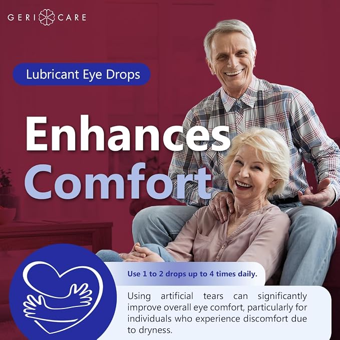GeriCare Artificial Lubricating Tears, Soothing Eye Hydration Drops - Long Lasting Eye Lubricant Formula, 0.5 fl oz Bottle (15ml) (Pack of 3)