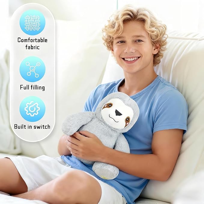 rytopt Breathing Stuffed Animal, Breathing Sloth, Simulated Breathing Sounds, 4 Gear Adjustment, Volume Control, with Music & Lights