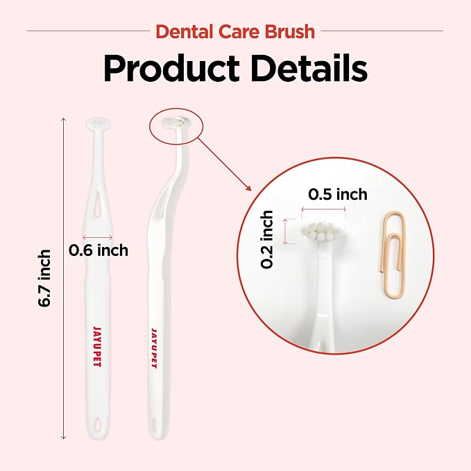 JAYU PET Dental Care Brush with Soft Bristles 1ea | Dog Toothbrush, Cat Toothbrush, For Kitten and Small Dogs, Removes Old Plaque and Tartar, Easy Cleaning
