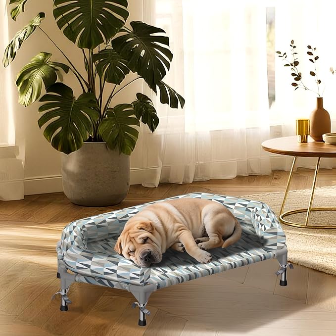 Orthopedic Dog Bed - Beds Bolster,Cooling Elevated Dog Beds with Metal Frame,Raised Dogs Bed,Easy to Assemble,Up to 80 lbs,Medium
