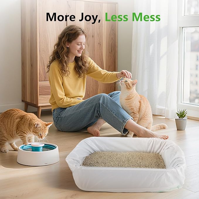24 Count Cat litter Box Liners, 36" x 16" Large Extra Durable Heavy Duty Litter Pan Liner Bags with Drawstring Pre-Separated for Pet Kitty Litter Box Tray (Unscented)