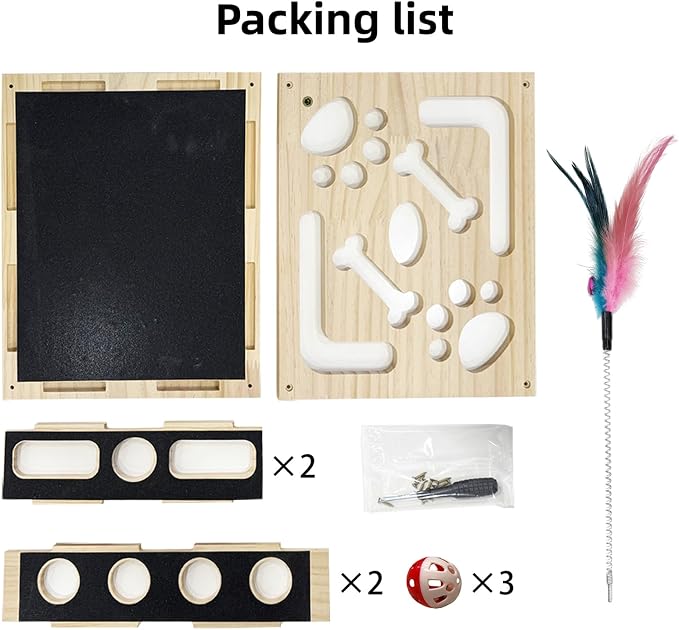 Cat Nail File Scratch Enrichment Box Enrichment Puzzle Toy for Indoor Cats Interactive Cat Scratch Puzzle Enrichment Box Toy with Sandpaper and Bell Ball, Nail File Stress for Cats