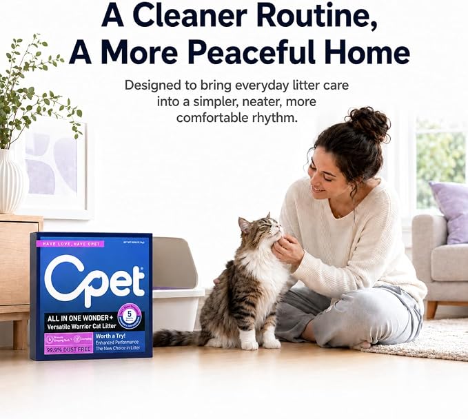 OPET Lavender Scented Cat Litter – Odor Control & Fast Clumping Formula – 99% Dust Free Natural Clumping Litter for Multi-Cat Homes – Low Tracking & Long Lasting Freshness (18lb)