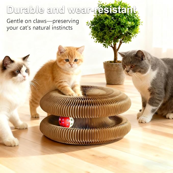 2 Pack Kitty Cat Toy, Cat Scratchers for Indoor Cats, Magic Organ Foldable Cardboard Cat Scratcher, Cat Toy Interactive Relieve Boredom and Exercise (Brown, XS)