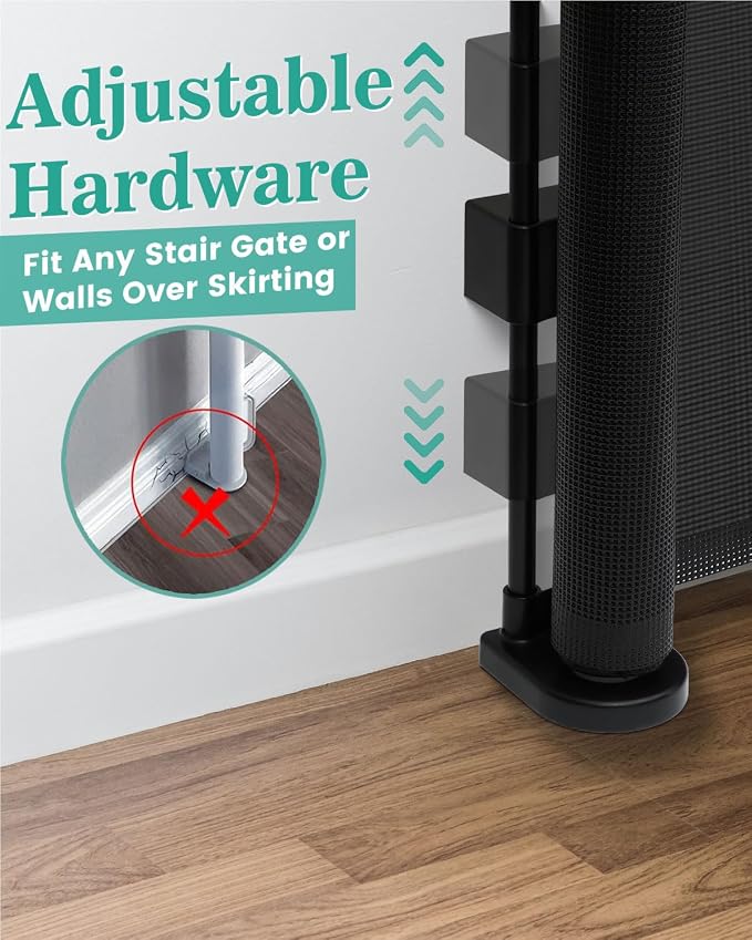 Miumoon 71 inch Retractable Baby Gates 34 inch Tall, Retractable Gate with Reinforced Strip Design to Prevent Crawling Through, 6 FT Retractable Dog Gate for Stairs, Doorways, Hallways, Indoor/Outdoor