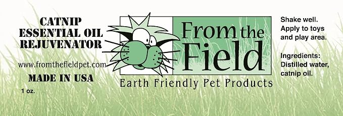 from The Field | Catnip Spray Rejuvenator | Potent Catnip Essential Oil for Cats | Revives Toys & Scratching Posts | Mess-Free & All-Natural | USA-Made, Safe & Non-Toxic | 1 oz Bottle