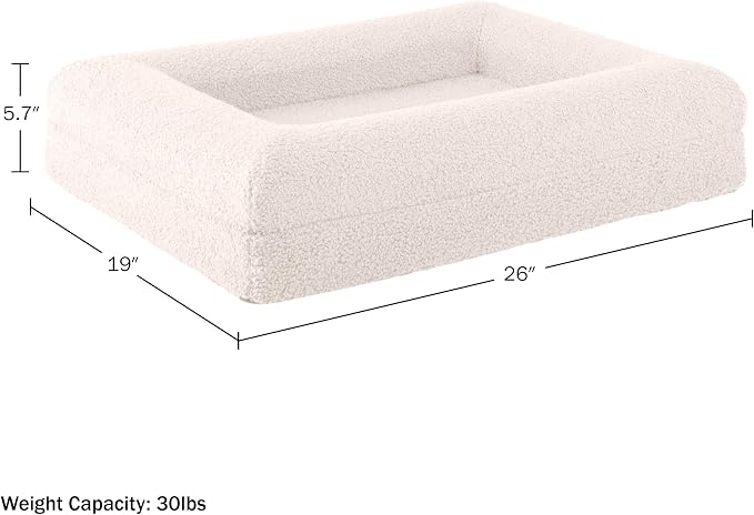 Orthopedic Dog Bed - 26in Small Dog Bed with Supportive Bolster, Nonslip Bottom, and Removable Washable Cover - Memory Foam Puppy Bed for Small Dogs and Cats - Dog Products by PETMAKER (Cream)