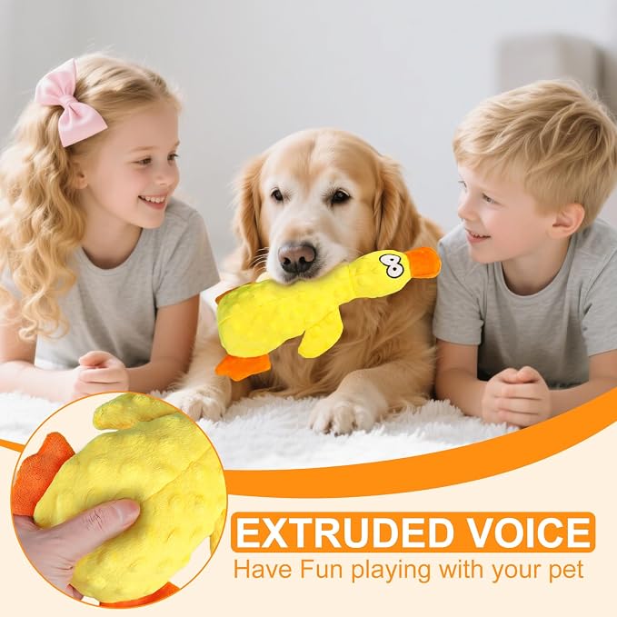 Vingtank Calming Duck Toy for Dogs, 2025 New Yellow Duck Dog Toy, Quacking Ducks Toy for Dog Durable Emotional Support Plush Toys for Indoor Dogs