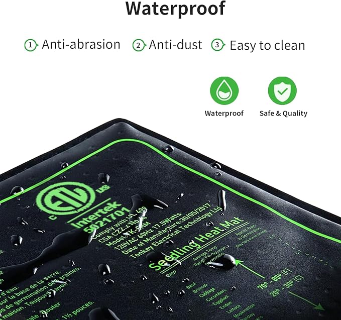 4in1 Seedling Heat Mat,Warm Hydroponic Heating Pad for Indoor Seed Starting,Brewing and Greenhouses,Durable Waterproof Germination Station Heat Mat (20" x 10"- Heat Mat)